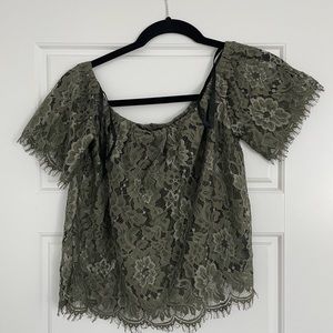 S Bebe Green Lace Blouse